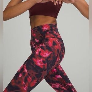 lululemon athletica High Waist Red and Black Patterned Leggings Size 6